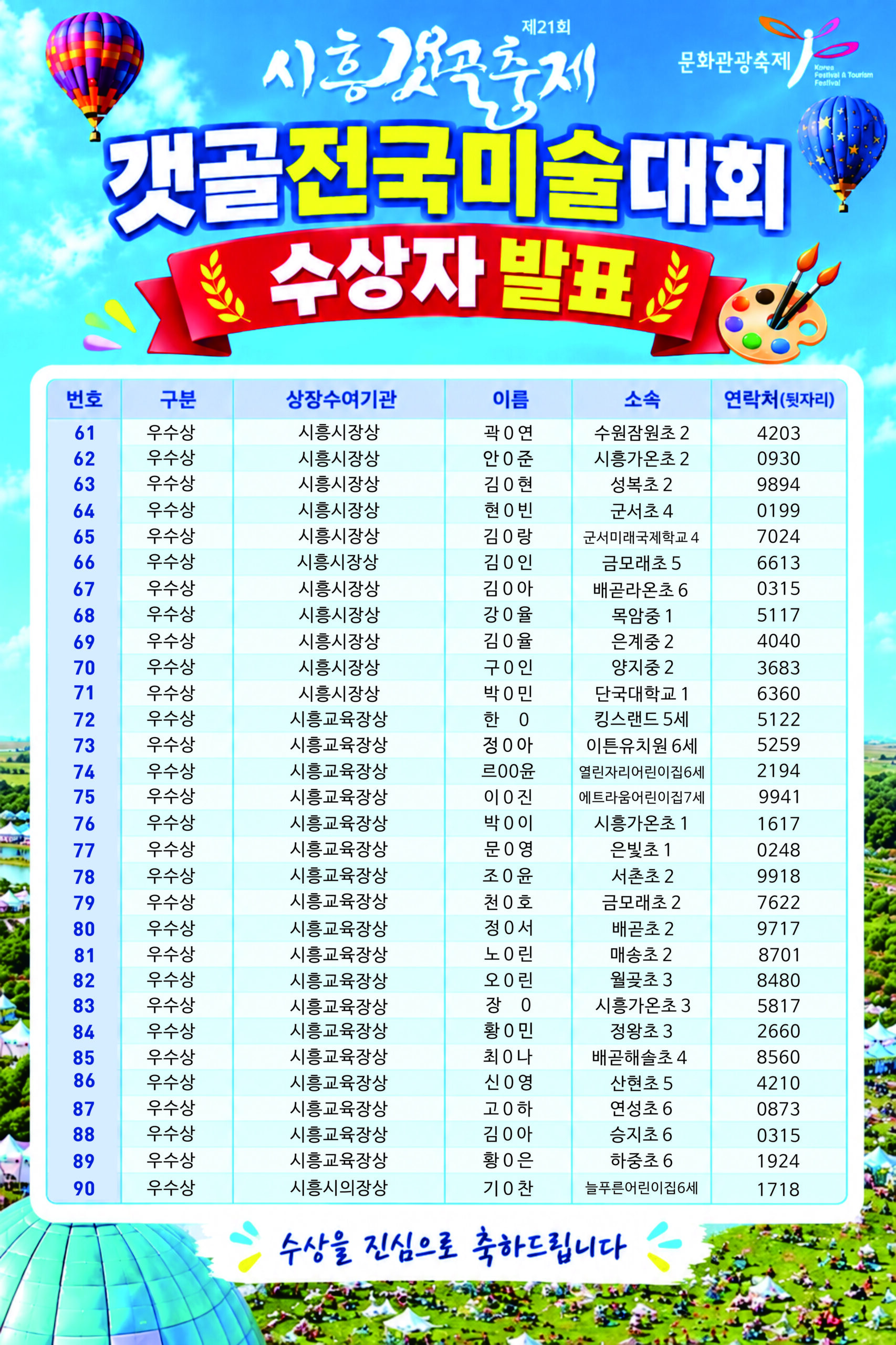 갯골전국미술대회 결과 발표
